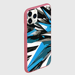 Чехол iPhone 11 Pro матовый Чёрно-сине-белая абстракция, цвет: 3D-малиновый — фото 2