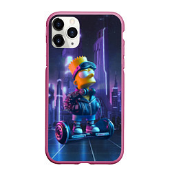 Чехол iPhone 11 Pro матовый Bart Simpson on a gyro scooter - ai art, цвет: 3D-малиновый