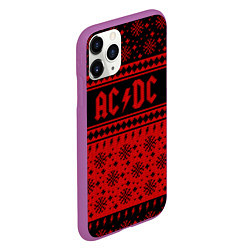 Чехол iPhone 11 Pro матовый ACDC christmas sweater, цвет: 3D-фиолетовый — фото 2