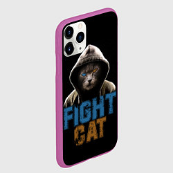 Чехол iPhone 11 Pro матовый Бойцовский кот, цвет: 3D-фиолетовый — фото 2