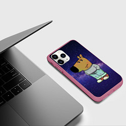 Чехол iPhone 11 Pro матовый Чиловый парень в космосе, цвет: 3D-малиновый — фото 2