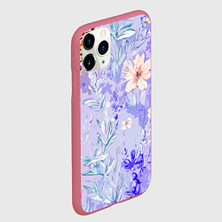 Чехол iPhone 11 Pro матовый Растения на розовом фоне, цвет: 3D-малиновый — фото 2