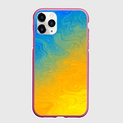 Чехол iPhone 11 Pro матовый Желто голубой градиент, цвет: 3D-малиновый