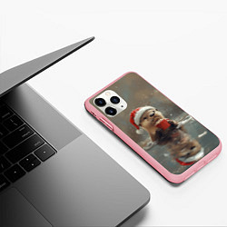 Чехол iPhone 11 Pro матовый Новогодняя выдра с кружкой кофе, цвет: 3D-баблгам — фото 2