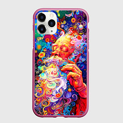 Чехол iPhone 11 Pro матовый Santa Claus: pop-art modern pointillism, цвет: 3D-малиновый