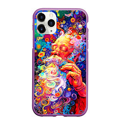 Чехол iPhone 11 Pro матовый Santa Claus: pop-art modern pointillism, цвет: 3D-фиолетовый