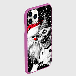 Чехол iPhone 11 Pro матовый Страшный Санта и страшный снеговик, цвет: 3D-фиолетовый — фото 2