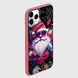 Чехол iPhone 11 Pro матовый Дед мороз в цветах, цвет: 3D-малиновый — фото 2