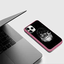 Чехол iPhone 11 Pro матовый Санта клаус злой хипстер, цвет: 3D-малиновый — фото 2