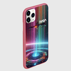 Чехол iPhone 11 Pro матовый Spaceship in the neon cosmos - nasa, цвет: 3D-малиновый — фото 2