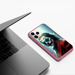 Чехол iPhone 11 Pro матовый Джокер портрет, цвет: 3D-малиновый — фото 2