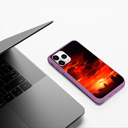 Чехол iPhone 11 Pro матовый Багровый апокалиптический закат, цвет: 3D-фиолетовый — фото 2