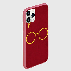 Чехол iPhone 11 Pro матовый Очки и молния, цвет: 3D-малиновый — фото 2