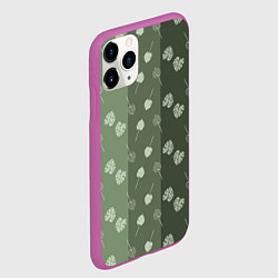 Чехол iPhone 11 Pro матовый Монстеры на серо-зеленом, цвет: 3D-фиолетовый — фото 2