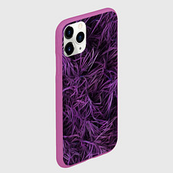 Чехол iPhone 11 Pro матовый Фиолетовая трава на чёрном фоне, цвет: 3D-фиолетовый — фото 2