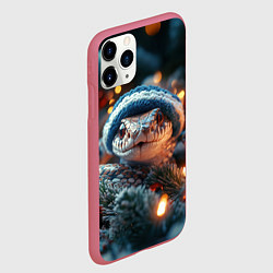Чехол iPhone 11 Pro матовый Маленькая змейка в шапочке, цвет: 3D-малиновый — фото 2