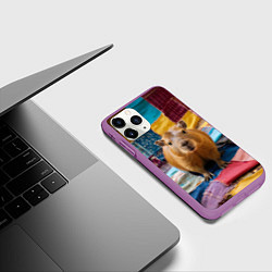 Чехол iPhone 11 Pro матовый Капибара и пэчворк, цвет: 3D-фиолетовый — фото 2