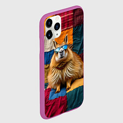 Чехол iPhone 11 Pro матовый Яркий пэчворк с капибарой, цвет: 3D-фиолетовый — фото 2