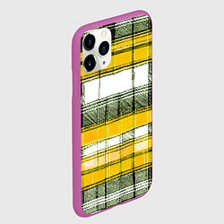 Чехол iPhone 11 Pro матовый Чёрные полосы на жёлто-белом фоне, цвет: 3D-фиолетовый — фото 2
