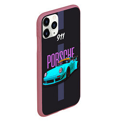 Чехол iPhone 11 Pro матовый Немецкий автомобиль Porsche 911, цвет: 3D-малиновый — фото 2