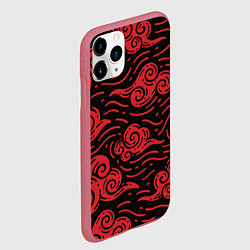 Чехол iPhone 11 Pro матовый Японский орнамент - красные облака, цвет: 3D-малиновый — фото 2