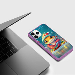 Чехол iPhone 11 Pro матовый Маленькая новогодняя змейка 2025, цвет: 3D-фиолетовый — фото 2