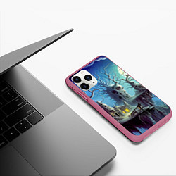 Чехол iPhone 11 Pro матовый Коттедж ведьмы - нейроарт фантазия, цвет: 3D-малиновый — фото 2