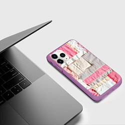 Чехол iPhone 11 Pro матовый Розовый пэчворк, цвет: 3D-фиолетовый — фото 2