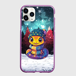 Чехол iPhone 11 Pro матовый Новогодняя змейка 2025 год, цвет: 3D-фиолетовый