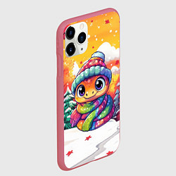 Чехол iPhone 11 Pro матовый Змейка новогоднее настроение 2025, цвет: 3D-малиновый — фото 2