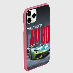 Чехол iPhone 11 Pro матовый Итальянский суперкар Lambo Aventador, цвет: 3D-малиновый — фото 2