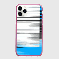 Чехол iPhone 11 Pro матовый Чёрные вертикальные полосы на сине-белом фоне, цвет: 3D-малиновый