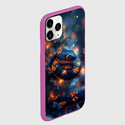 Чехол iPhone 11 Pro матовый Новогодняя змея внутри елки, цвет: 3D-фиолетовый — фото 2