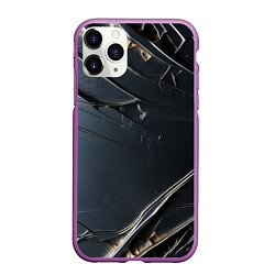 Чехол iPhone 11 Pro матовый Чёрный металл, цвет: 3D-фиолетовый