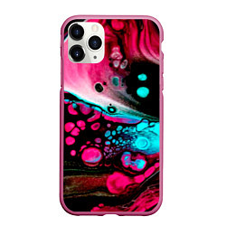 Чехол iPhone 11 Pro матовый Краски градиента, цвет: 3D-малиновый