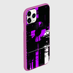 Чехол iPhone 11 Pro матовый Фиолетово-белый гранж на чёрном фоне, цвет: 3D-фиолетовый — фото 2