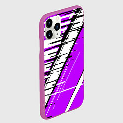 Чехол iPhone 11 Pro матовый Чёрно-белые глитч полосы на фиолетовом фоне, цвет: 3D-фиолетовый — фото 2