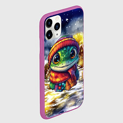 Чехол iPhone 11 Pro матовый Новогодняя змейка милая, цвет: 3D-фиолетовый — фото 2