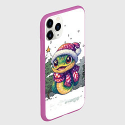 Чехол iPhone 11 Pro матовый Новогодняя змейка зимний фон 2025, цвет: 3D-фиолетовый — фото 2
