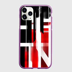 Чехол iPhone 11 Pro матовый Чёрно-красные вертикальные и горизонтальные полосы, цвет: 3D-фиолетовый