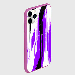 Чехол iPhone 11 Pro матовый Вертикальные чёрно-белые линии на фиолетовом фоне, цвет: 3D-фиолетовый — фото 2