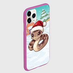 Чехол iPhone 11 Pro матовый Новогодняя праздничная змейка 2025, цвет: 3D-фиолетовый — фото 2