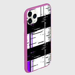 Чехол iPhone 11 Pro матовый Чёрные и фиолетовые полосы на белом фоне, цвет: 3D-фиолетовый — фото 2