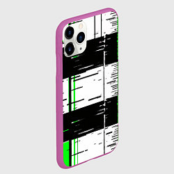 Чехол iPhone 11 Pro матовый Зелёные и чёрные полосы на белом фоне, цвет: 3D-фиолетовый — фото 2