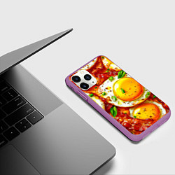 Чехол iPhone 11 Pro матовый Яичница с беконом, цвет: 3D-фиолетовый — фото 2