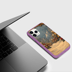 Чехол iPhone 11 Pro матовый Новогодняя деревня, цвет: 3D-фиолетовый — фото 2