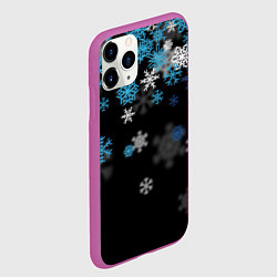 Чехол iPhone 11 Pro матовый Снежинки объемные, цвет: 3D-фиолетовый — фото 2