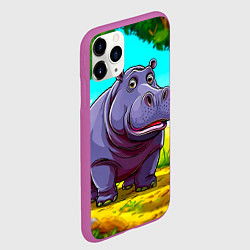 Чехол iPhone 11 Pro матовый Гиппопотамчик, цвет: 3D-фиолетовый — фото 2