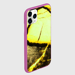 Чехол iPhone 11 Pro матовый Трещины на абстрактном жёлтом фоне, цвет: 3D-фиолетовый — фото 2
