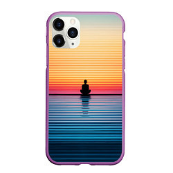 Чехол iPhone 11 Pro матовый Медитация на закате, цвет: 3D-фиолетовый